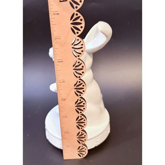 Vintage Porcelain White Rabbit Rotating Music Box Easter Decor - Picture 6 of 7